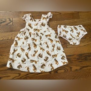 Tiger print, pink linen, matching bloomers